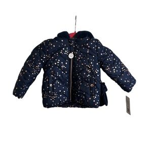 Rothschild Navy Blue Puffer Jacket with Gold Accents